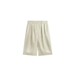 The Frankie Shop Marfa Cotton Pleated Bermuda - Light Beige - Oversized Minimalist Shorts in Beige - Shop at Luxury Shoes 