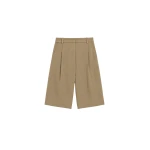 The Frankie Shop Marfa Linen Bermuda Shorts - Camel - Oversized Minimalist Shorts in Beige - Shop at Luxury Shoes 