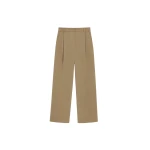 The Frankie Shop Marfa Linen Pleated Trousers - Camel - Oversized Minimalist Pants in Beige - Shop at Luxury Shoes 