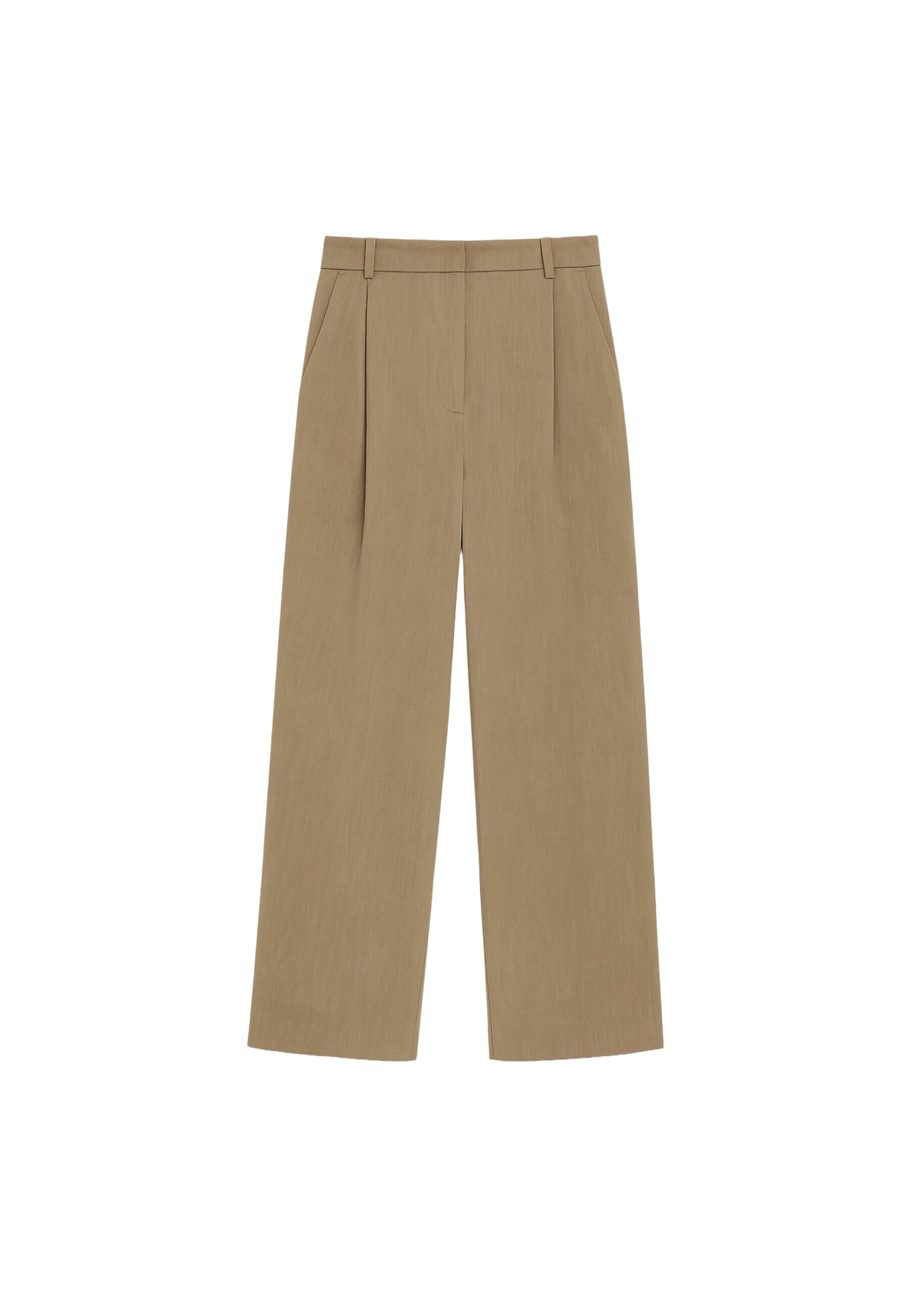 The Frankie Shop Marfa Linen Pleated Trousers – Camel