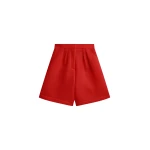 The Frankie Shop Marfa Mesh Pleated Bermuda Shorts - Red - Oversized Minimalist Shorts in Red - Shop at Luxury Shoes 