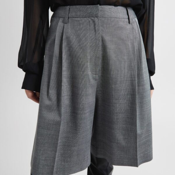 The Frankie Shop Marfa Pleated Bermuda Shorts – Grey Melange, view 3