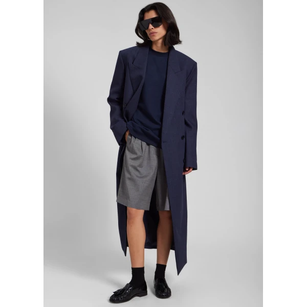 The Frankie Shop Marfa Pleated Bermuda Shorts - Grey Melange - Oversized Minimalist Shorts in Grey - Shop at Luxury Shoes 