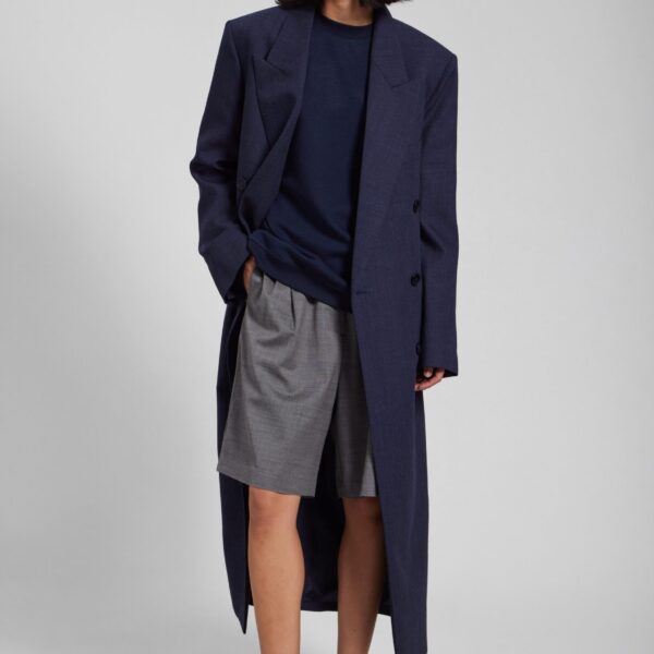 The Frankie Shop Marfa Pleated Bermuda Shorts – Grey Melange, view 4