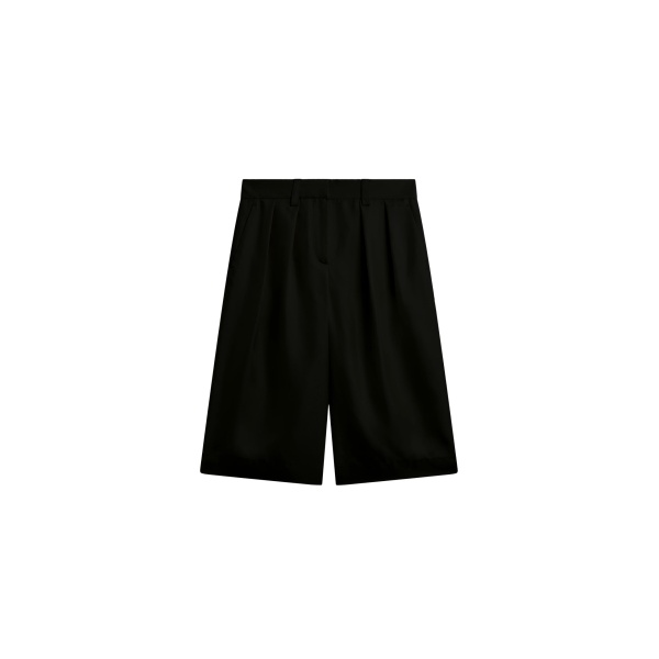 The Frankie Shop Marfa Pleated Silk Bermuda Shorts - Black - Oversized Minimalist Shorts in Black - Shop at Luxury Shoes 