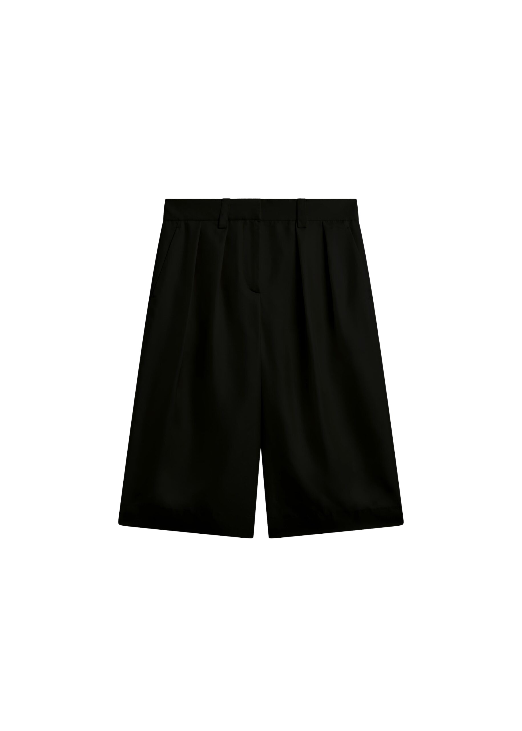 The Frankie Shop Marfa Pleated Silk Bermuda Shorts – Black