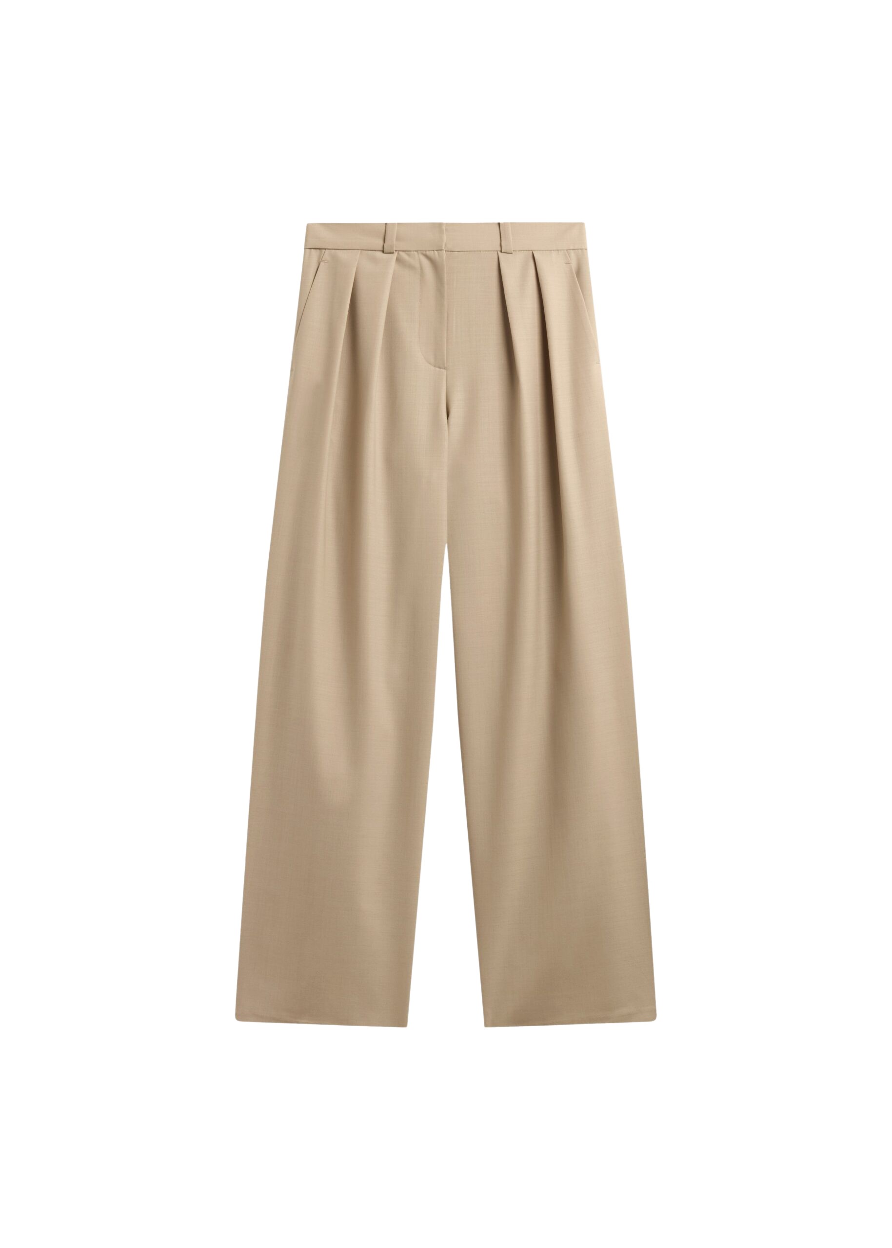 The Frankie Shop Marfa Pleated Silk Trousers – Beige