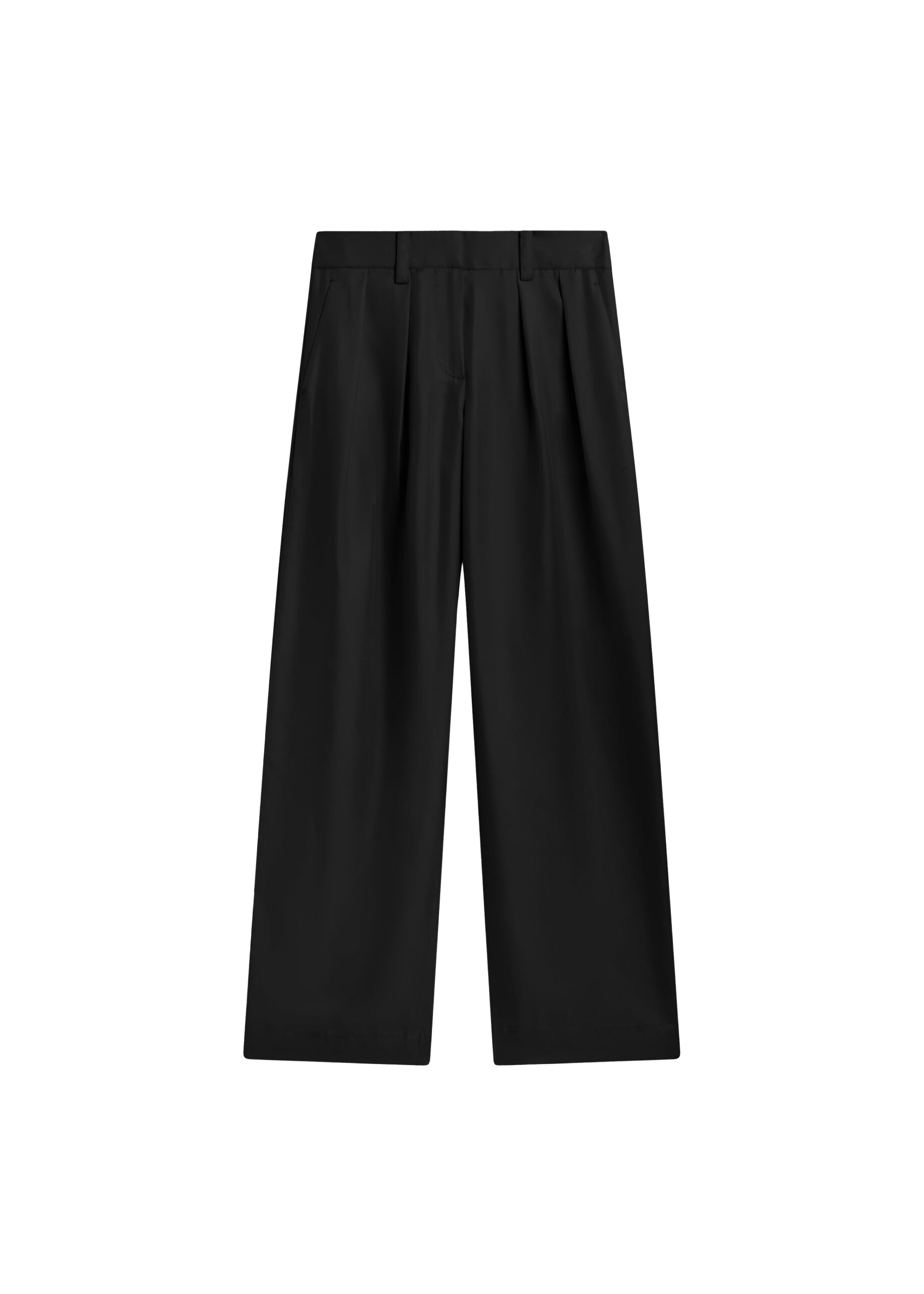 The Frankie Shop Marfa Pleated Silk Trousers – Black