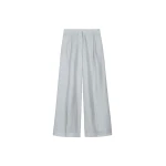 The Frankie Shop Marfa Pleated Silk Trousers - Grey - Oversized Minimalist Pants in Grey - Shop at Luxury Shoes 