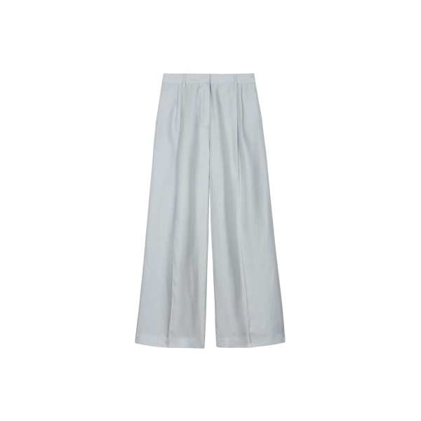 The Frankie Shop Marfa Pleated Silk Trousers - Grey - Oversized Minimalist Pants in Grey - Shop at Luxury Shoes 