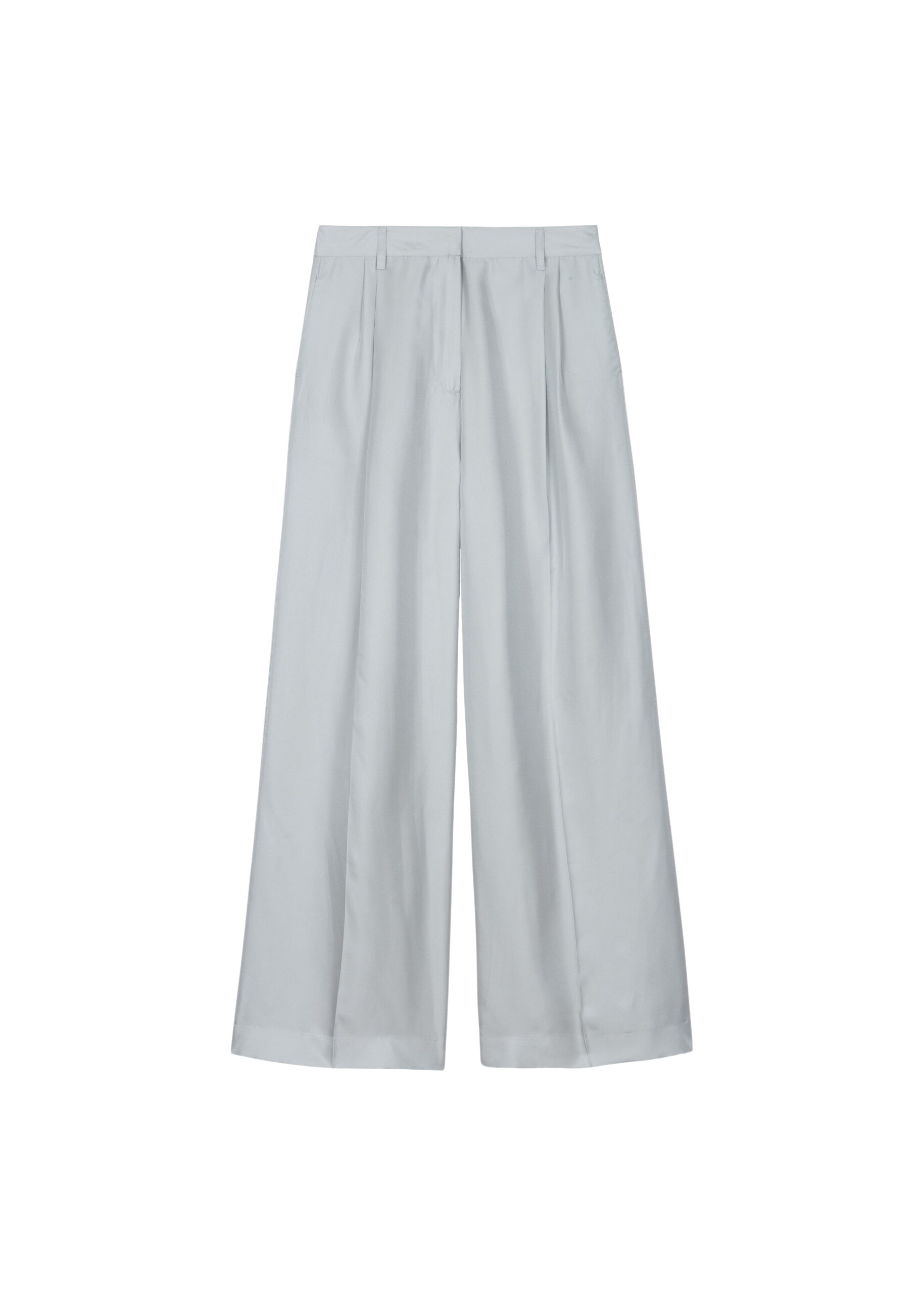 The Frankie Shop Marfa Pleated Silk Trousers – Grey