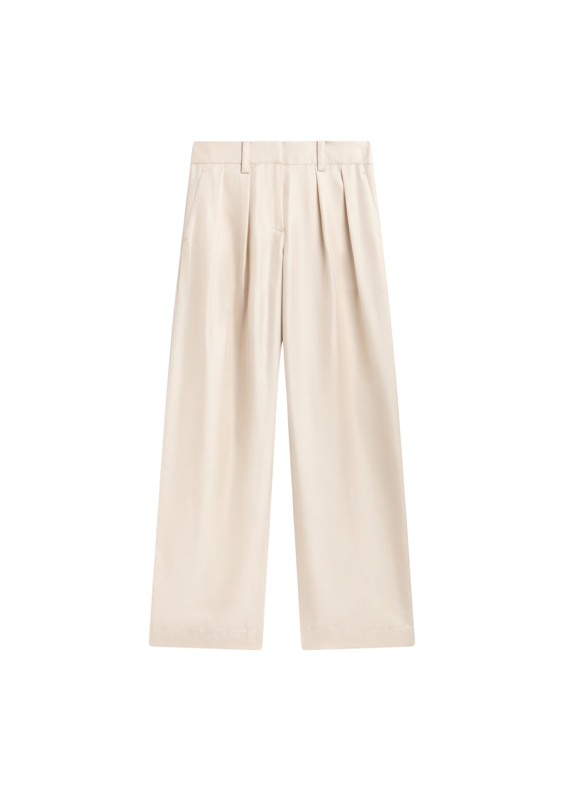 The Frankie Shop Marfa Pleated Silk Trousers – Ivory