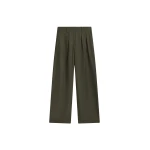 The Frankie Shop Marfa Pleated Silk Trousers – Khaki