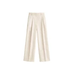 The Frankie Shop Marfa Pleated Silk Trousers - Light Beige - Oversized Minimalist Pants in Beige - Shop at Luxury Shoes 