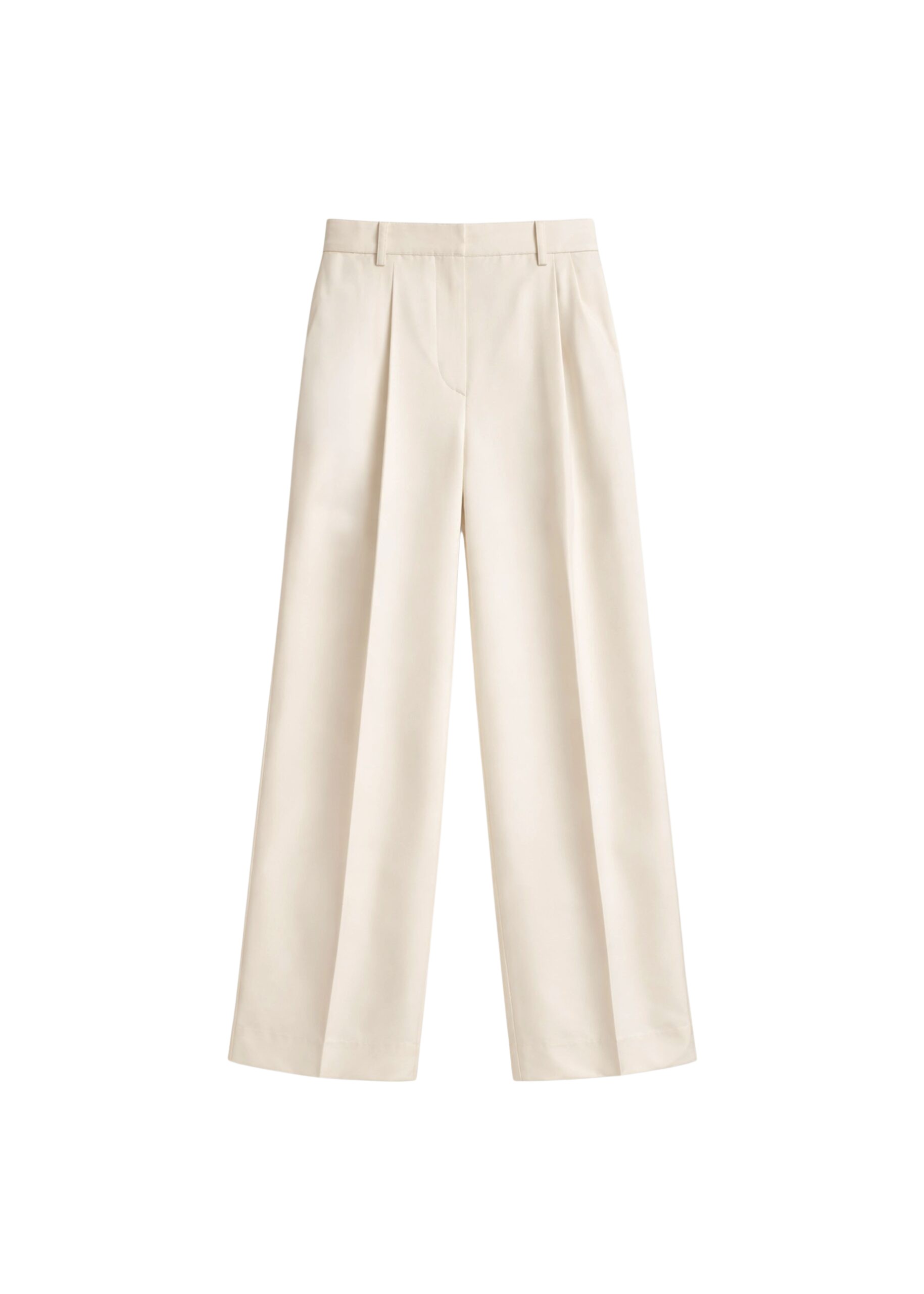 The Frankie Shop Marfa Pleated Silk Trousers – Light Beige