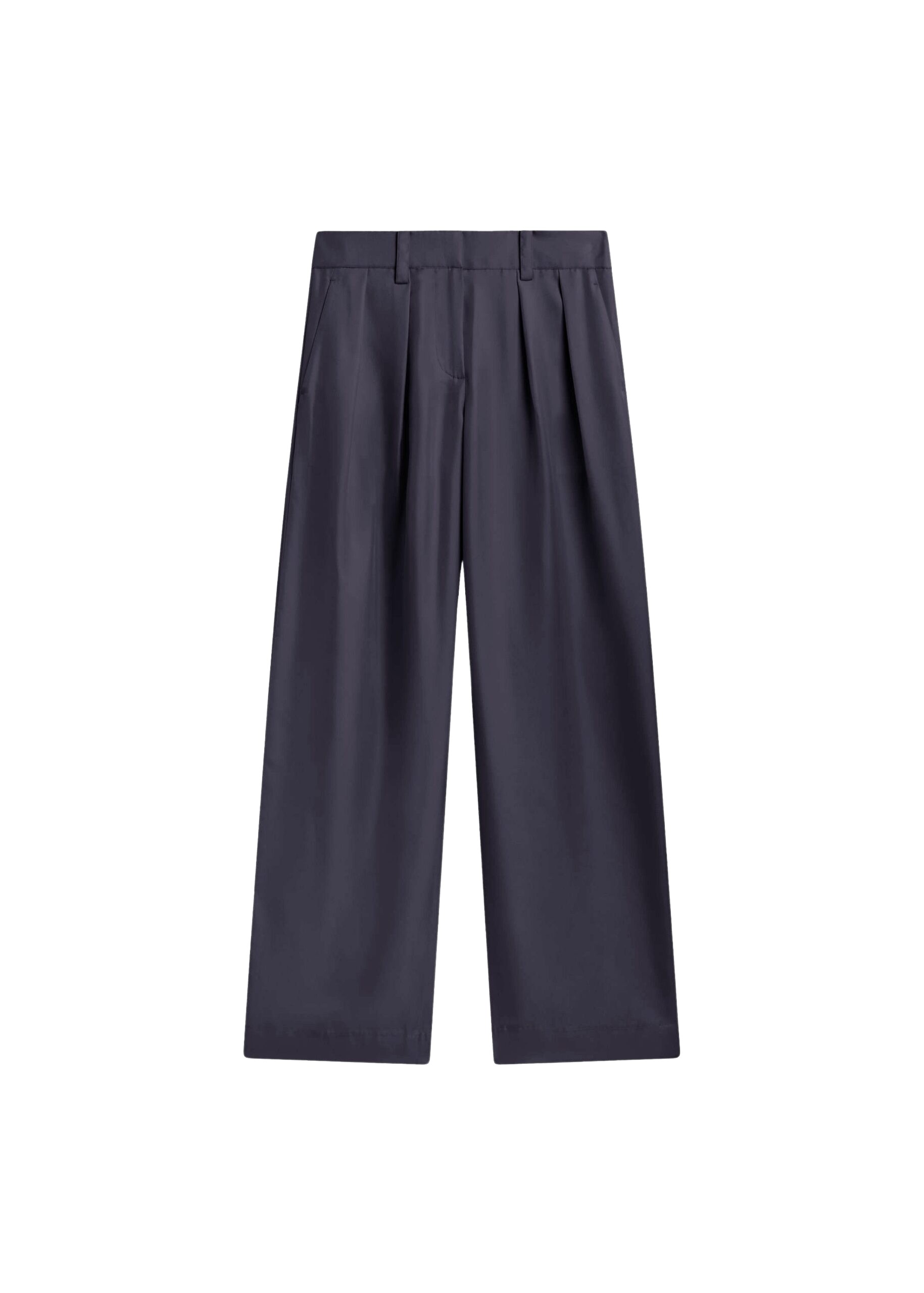 The Frankie Shop Marfa Pleated Silk Trousers – Storm Grey