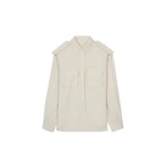 The Frankie Shop Marlon Button Up Shirt - Beige - Oversized Minimalist Tops in Beige - Shop at Luxury Shoes 