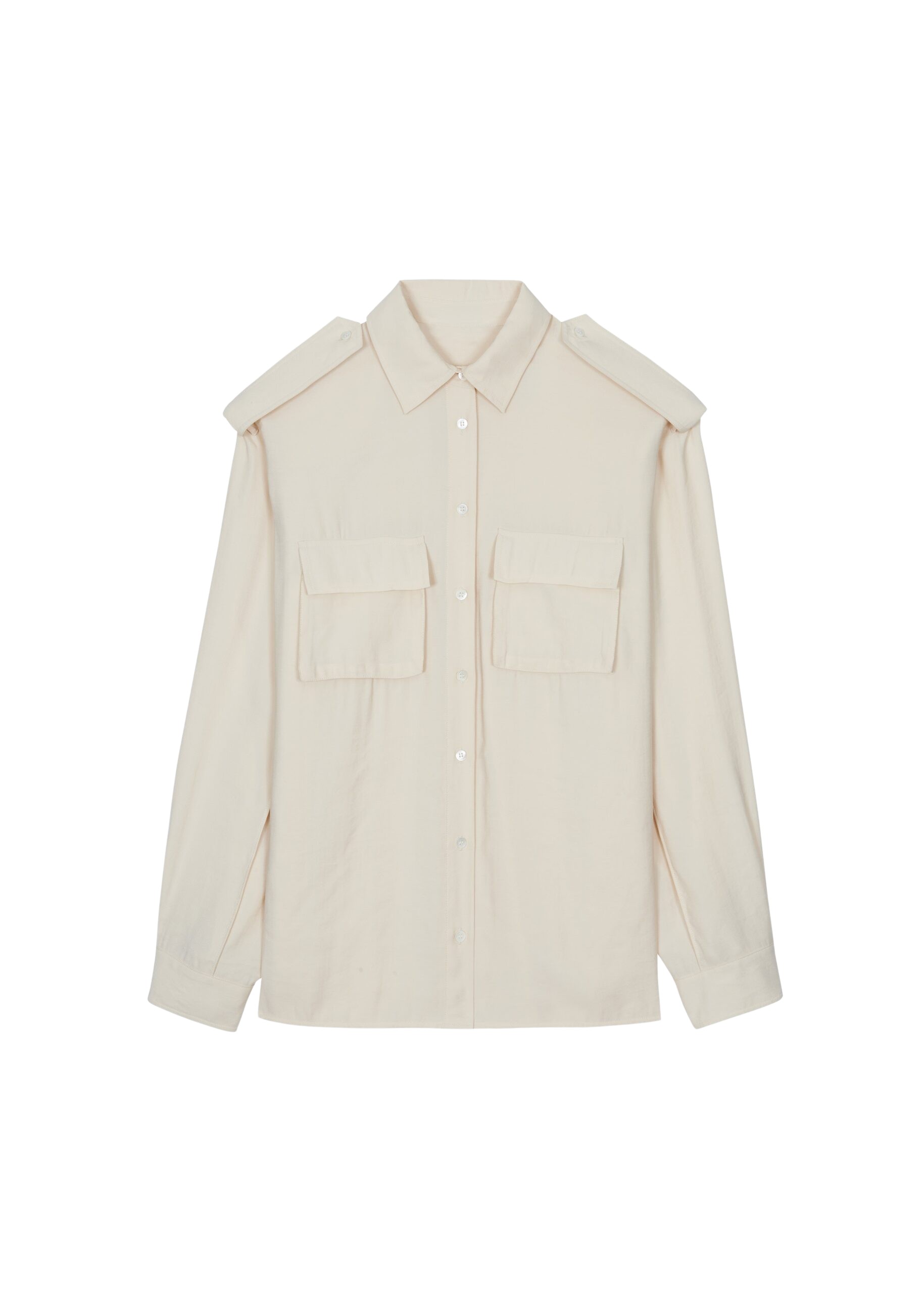 The Frankie Shop Marlon Button Up Shirt - Beige - Oversized Minimalist Tops in Beige - Shop at Luxury Shoes 