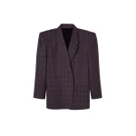 The Frankie Shop Marnay Padded Blazer - Burgundy Plaid - Oversized Minimalist Jackets in Multicolour - Shop at Luxury Shoes 