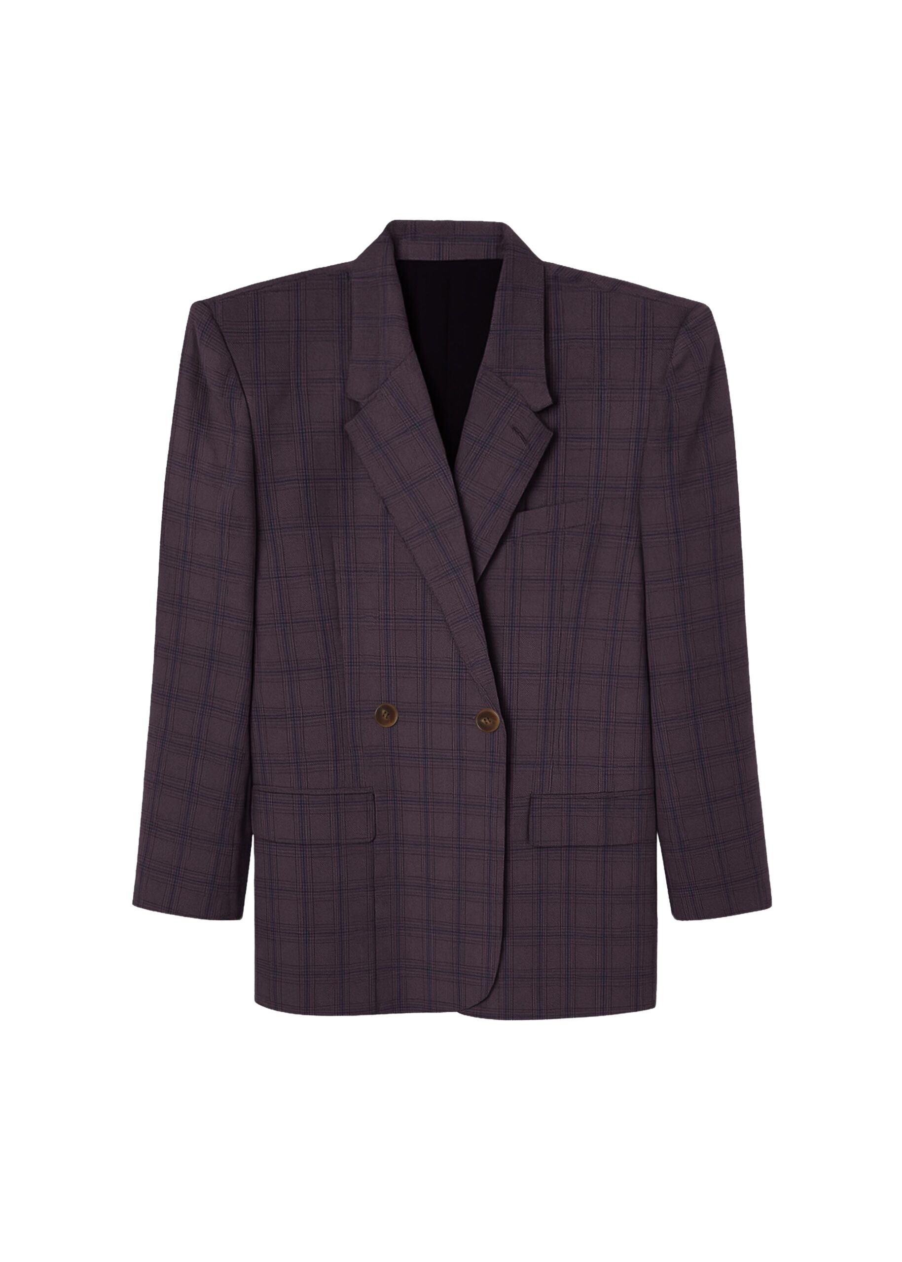 The Frankie Shop Marnay Padded Blazer – Burgundy Plaid