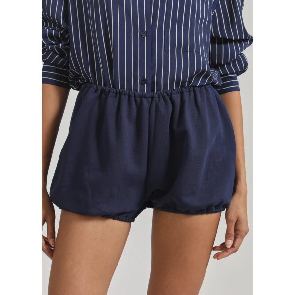 The Frankie Shop Maro Balloon Shorts - Navy - Oversized Minimalist Shorts in Blue - Shop at Luxury Shoes 