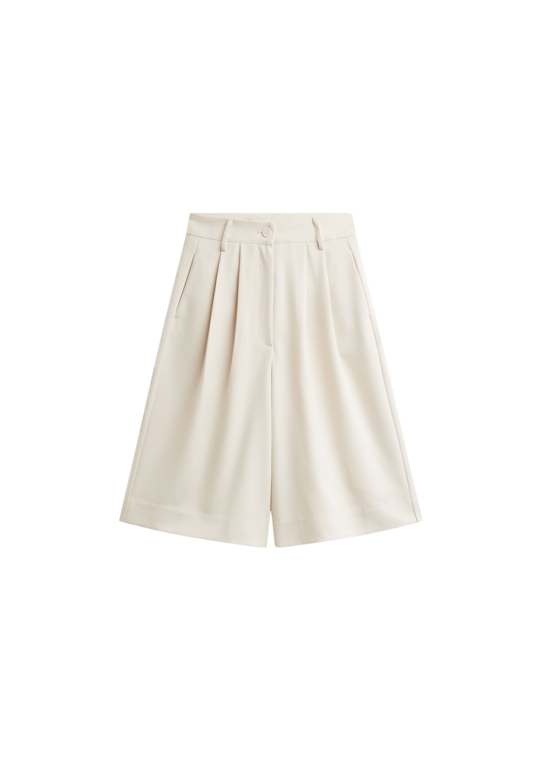 The Frankie Shop Martel Pleated Bermuda Shorts – Cream