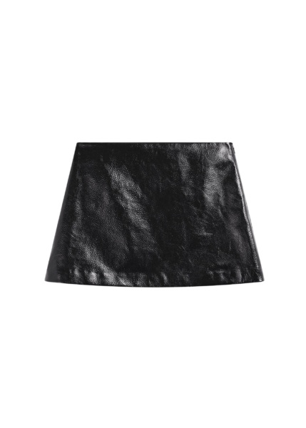 The Frankie Shop Mary Crackled Faux Leather Mini Skirt - Black - Oversized Minimalist Skirts in Black - Shop at Luxury Shoes 