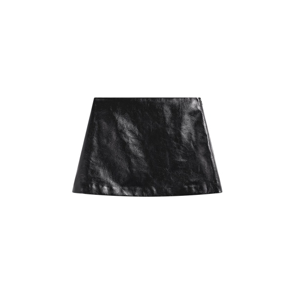 The Frankie Shop Mary Crackled Faux Leather Mini Skirt - Black - Oversized Minimalist Skirts in Black - Shop at Luxury Shoes 