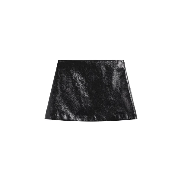 The Frankie Shop Mary Crackled Faux Leather Mini Skirt - Black - Oversized Minimalist Skirts in Black - Shop at Luxury Shoes 