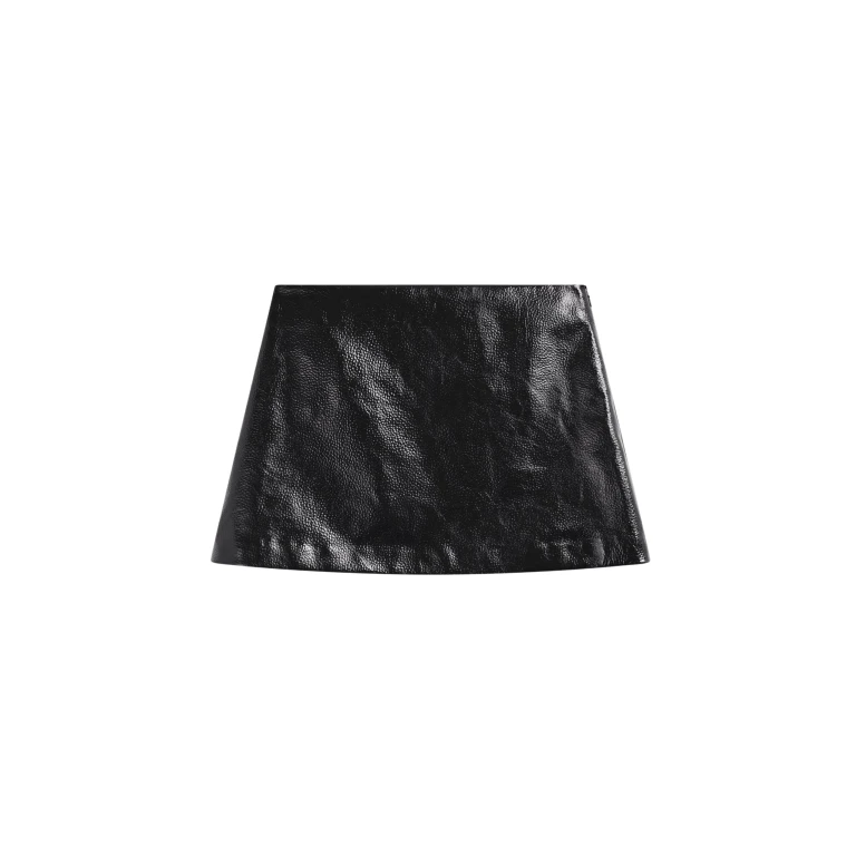 The Frankie Shop Mary Crackled Faux Leather Mini Skirt - Black - Oversized Minimalist Skirts in Black - Shop at Luxury Shoes 