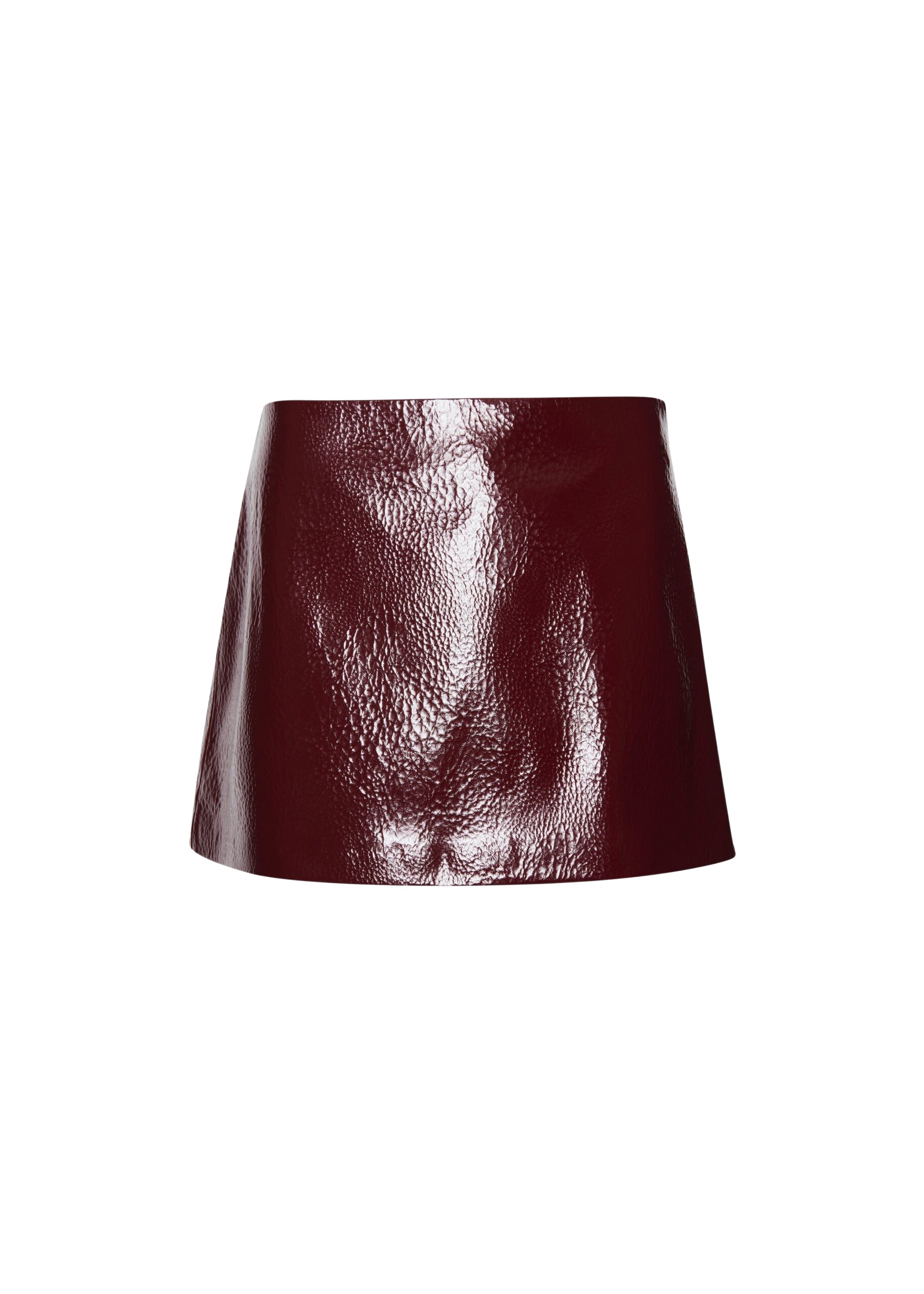 The Frankie Shop Mary Crackled Faux Leather Mini Skirt - Burgundy - Oversized Minimalist Skirts in Red - Shop at Luxury Shoes 