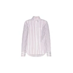The Frankie Shop Maud Oversized Cotton Poplin Shirt - Dark Red/Light Blue - Oversized Minimalist Tops in Multicolour - Shop at Luxury Shoes 