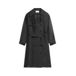The Frankie Shop Mavis Oversized Sheer Trench - Black - Oversized Minimalist Coats in Black - Shop at Luxury Shoes 
