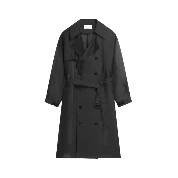 The Frankie Shop Mavis Oversized Sheer Trench - Black - Oversized Minimalist Coats in Black - Shop at Luxury Shoes 