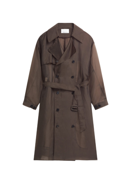 The Frankie Shop Mavis Oversized Sheer Trench - Brown - Oversized Minimalist Coats in Beige - Shop at Luxury Shoes 