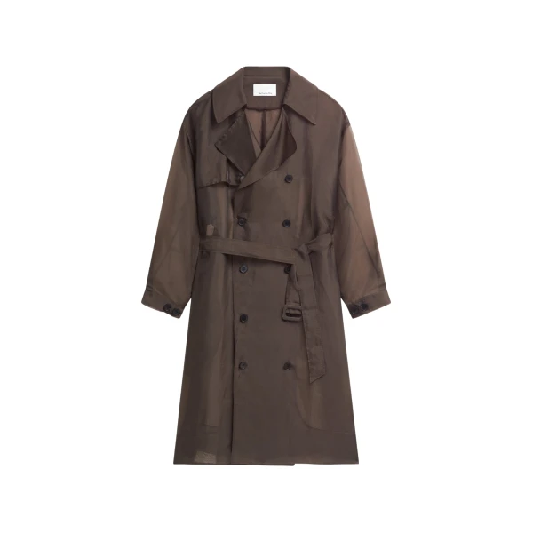 The Frankie Shop Mavis Oversized Sheer Trench - Brown - Oversized Minimalist Coats in Beige - Shop at Luxury Shoes 