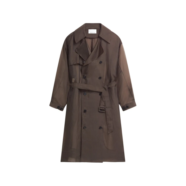 The Frankie Shop Mavis Oversized Sheer Trench - Brown - Oversized Minimalist Coats in Beige - Shop at Luxury Shoes 