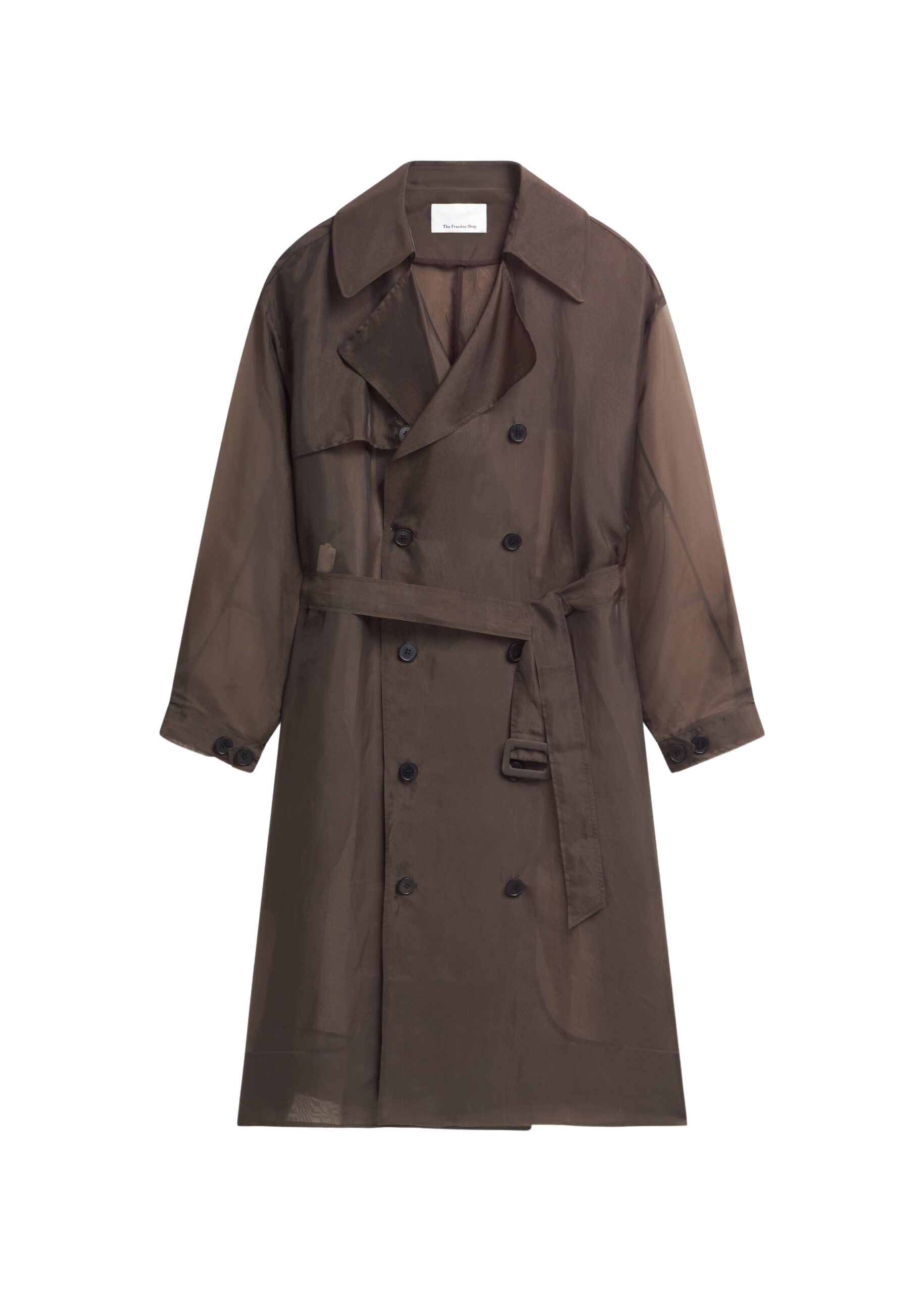The Frankie Shop Mavis Oversized Sheer Trench – Brown Coat