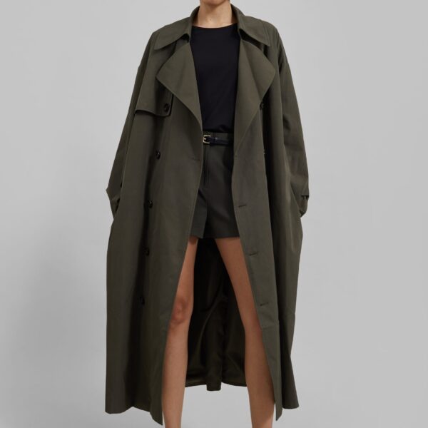 The Frankie Shop Mavis Oversized Trench – Khaki Coat, view 2