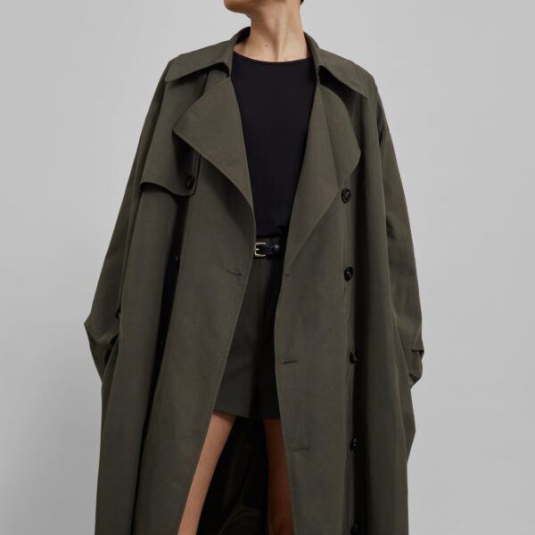 The Frankie Shop Mavis Oversized Trench – Khaki Coat, view 3