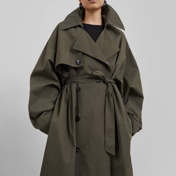 The Frankie Shop Mavis Oversized Trench – Khaki Coat, view 4
