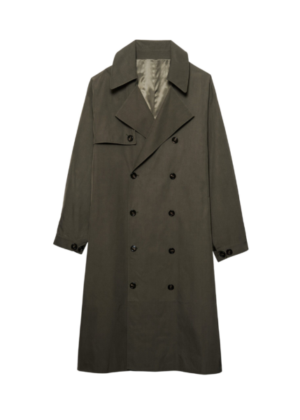 The Frankie Shop Mavis Oversized Trench - Khaki - Oversized Minimalist Coats in Green - Shop at Luxury Shoes 