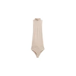The Frankie Shop Maxen Mock Neck Bodysuit - Beige - Oversized Minimalist Bikini in Beige - Shop at Luxury Shoes 