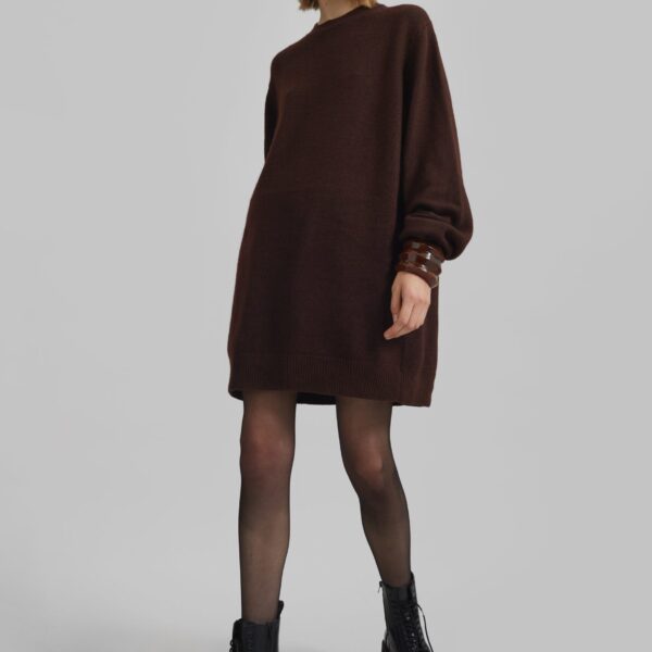 The Frankie Shop Maxime Knit Sweater Dress – Brown, view 2