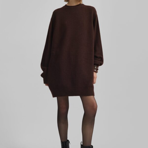 The Frankie Shop Maxime Knit Sweater Dress – Brown, view 3