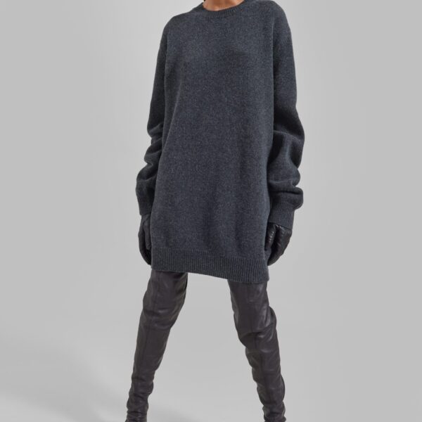 The Frankie Shop Maxime Knit Sweater Dress – Dark Grey Melange, view 2