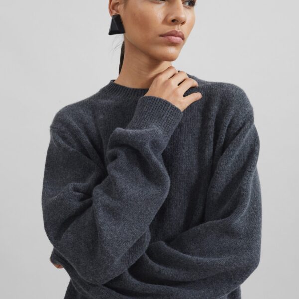 The Frankie Shop Maxime Knit Sweater Dress – Dark Grey Melange, view 6