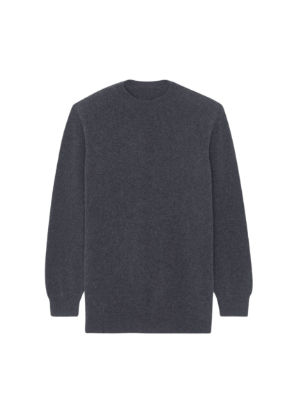 The Frankie Shop Maxime Knit Sweater Dress - Dark Grey Melange - Oversized Minimalist Knitwear in Grey - Shop at Luxury Shoes 