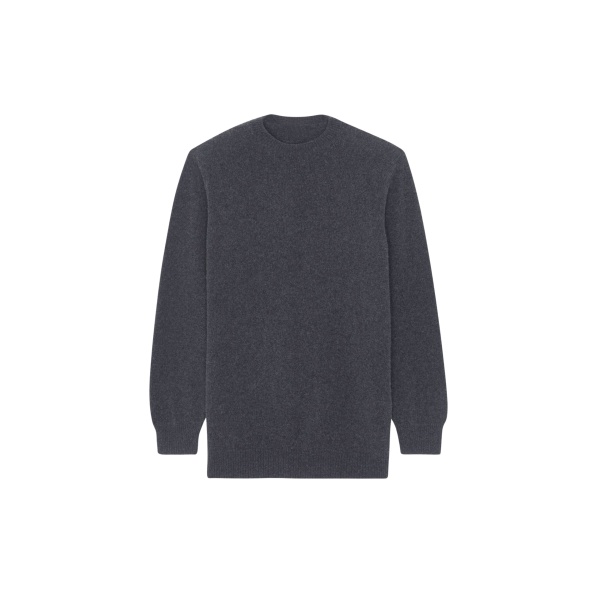 The Frankie Shop Maxime Knit Sweater Dress - Dark Grey Melange - Oversized Minimalist Knitwear in Grey - Shop at Luxury Shoes 