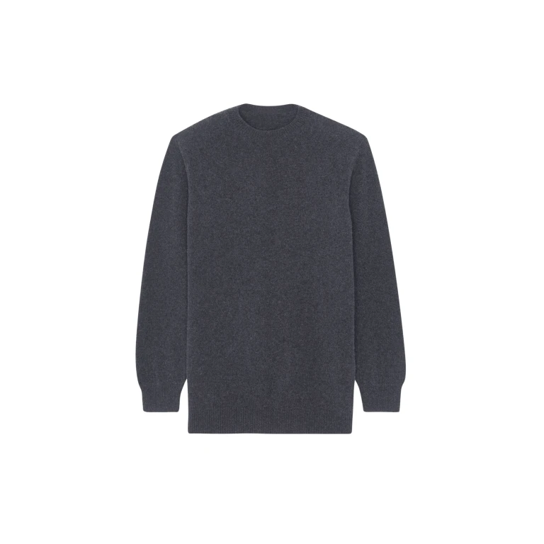 The Frankie Shop Maxime Knit Sweater Dress - Dark Grey Melange - Oversized Minimalist Knitwear in Grey - Shop at Luxury Shoes 